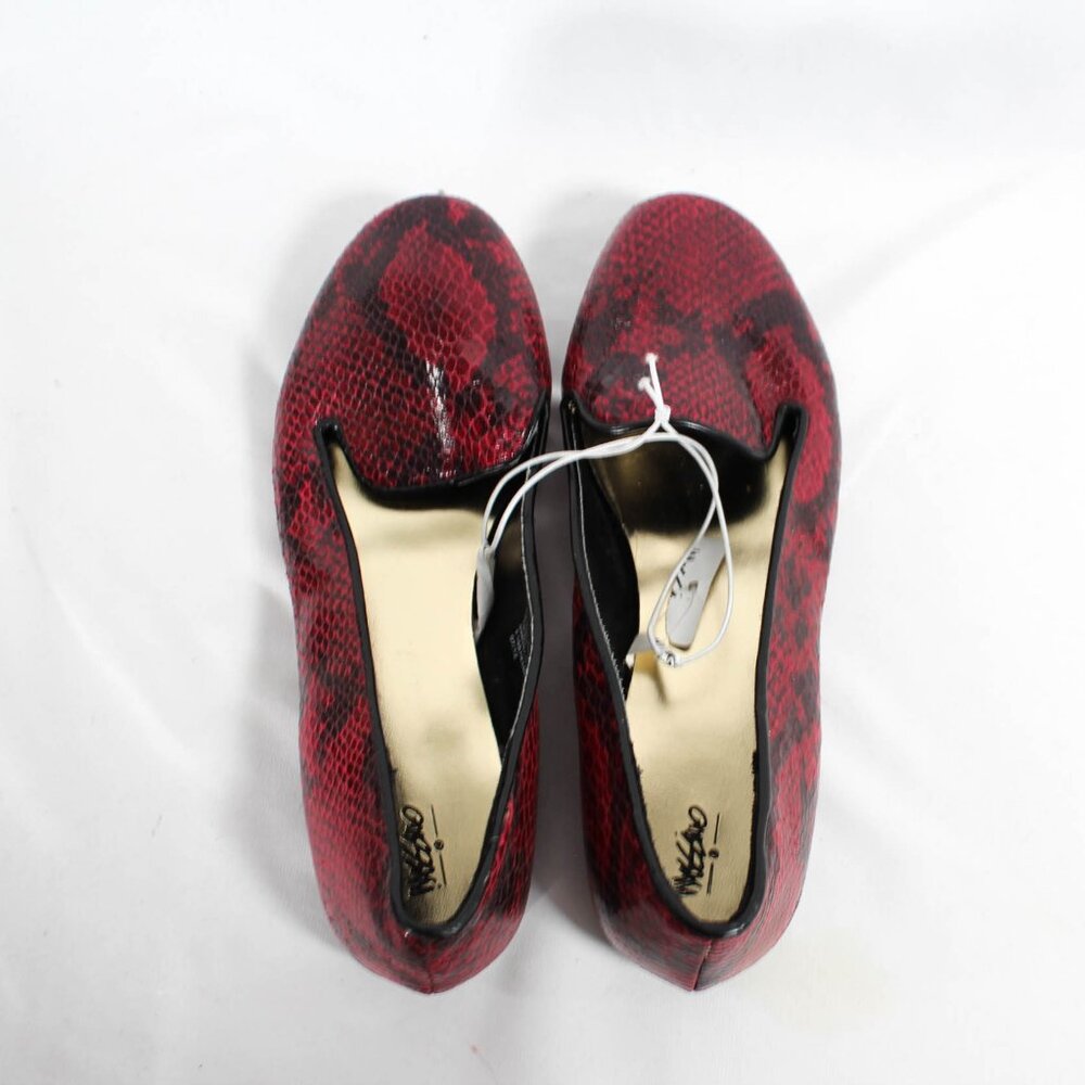 NWT Mossimo Burgundy & Black Snakeskin Loafer Flats Women's Size 8 1/2